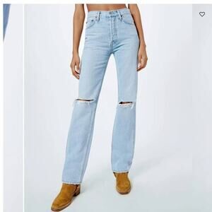 RE/DONE High Rise Loose Fit in Bleach Destroy Color Size 26 NWOT